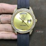 Perfect Replica Rolex Day Date Onyx Dial Price - Gold 41mm Diamonds Watch 